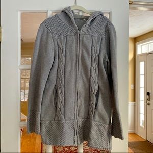 Athleta hooded jacket / cardigan with zipper.
